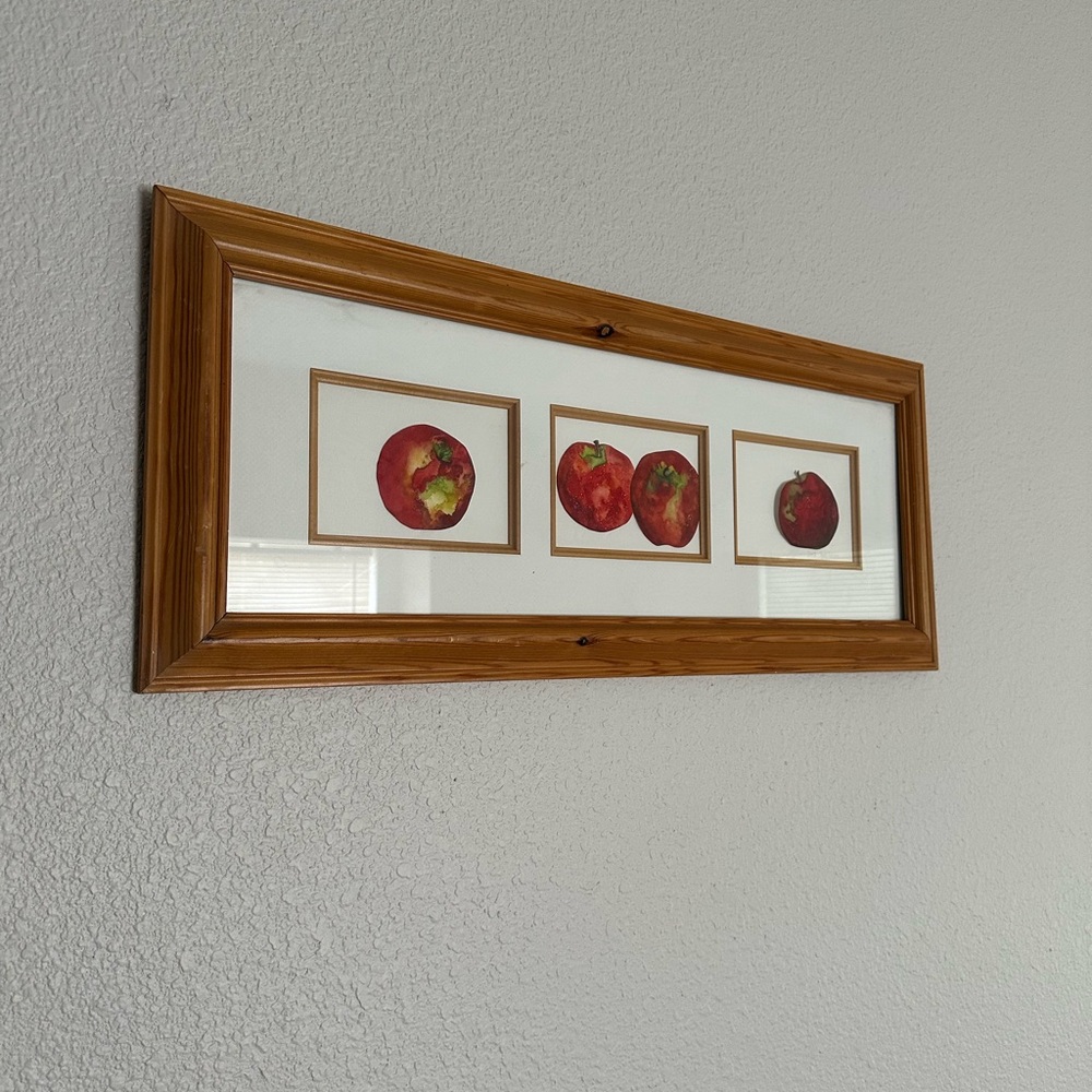 Original Watercolor Apple Painting by Aimée Perrine 2002 – Signed & Framed Art